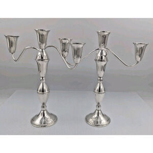Pair Raimond Sterling Silver Candelabra Candlesticks Weighted Convertible 4 Way